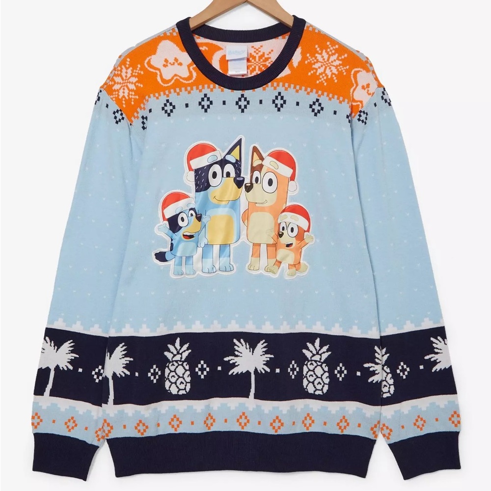 Unisex Bluey Heeler Family Santa Hat‎ Holiday Sweater — BoxLunch Exclusive